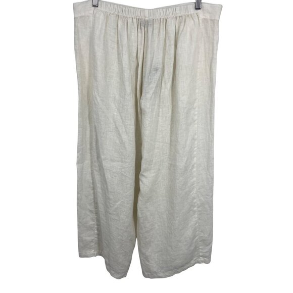 Flax Bold Daylily Pant Large L White Linen Elastic Waist Lightweight Comfort New - Picture 4 of 11